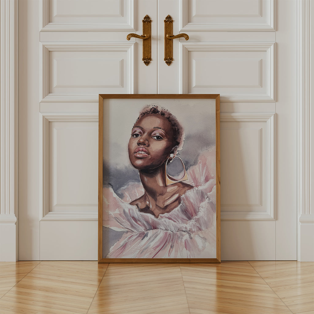 Watercolor fashion portrait of a woman, custom portrait, hand painted