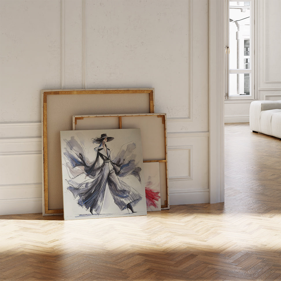 Original  Fashion Illustration Watercolor Couture Painting