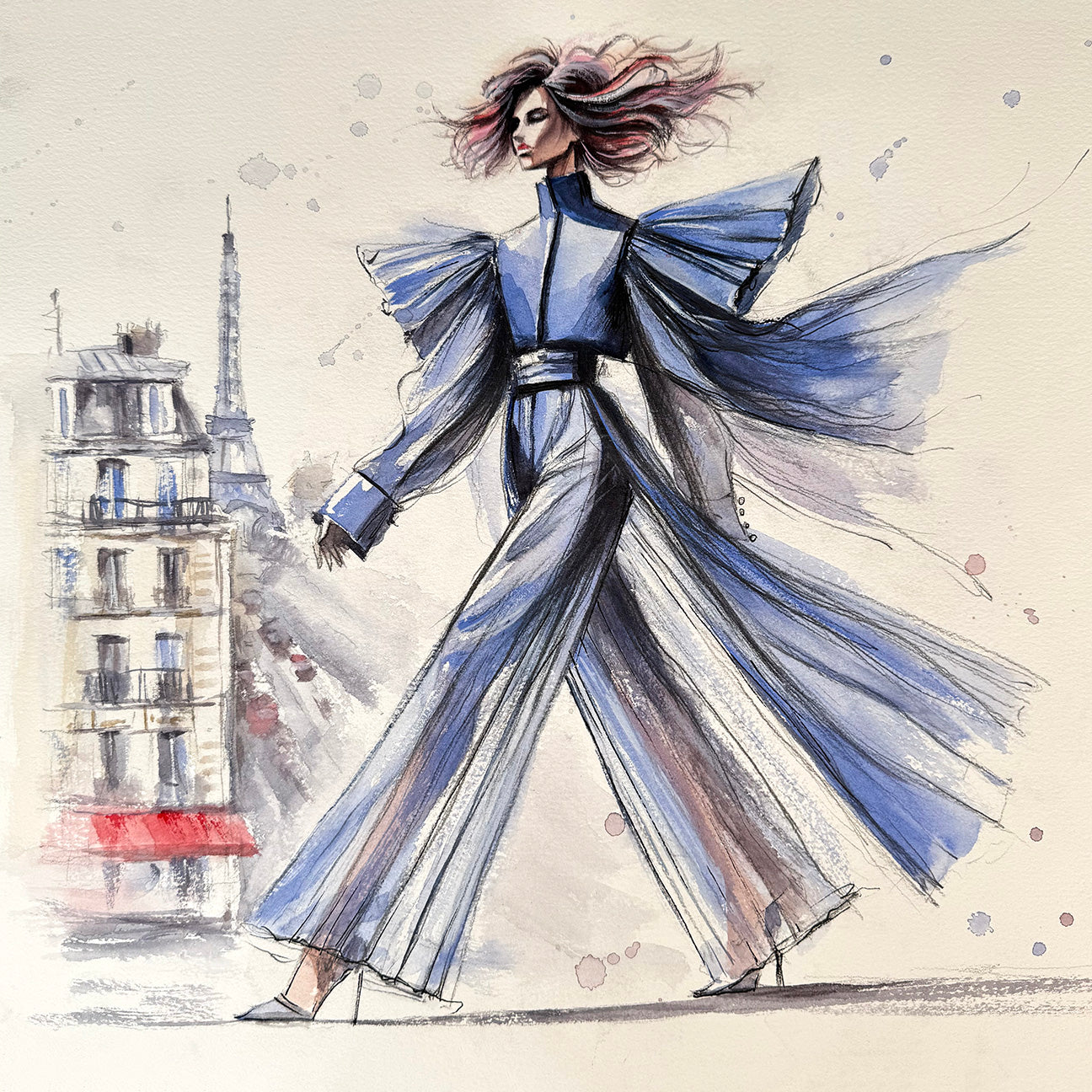 Paris Fashion Illustration Original Watercolor Painting