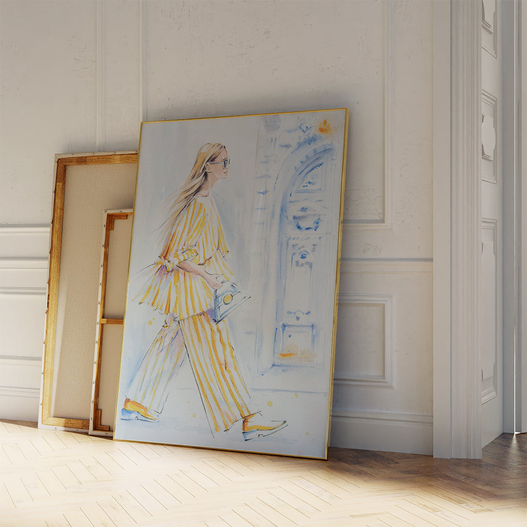 Yellow outfit fashion illustration extra large format print.