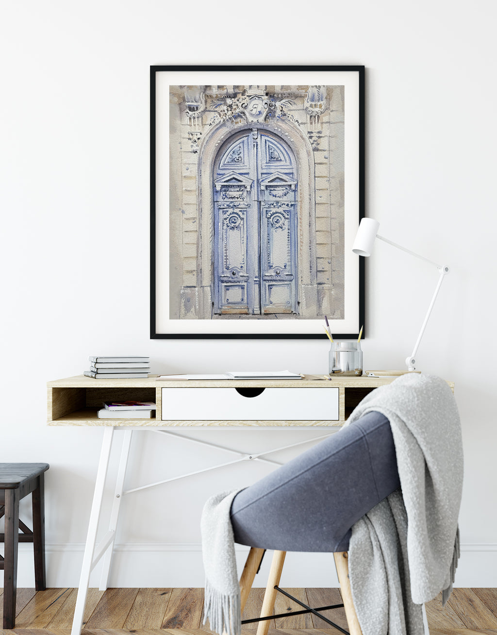 blue door paris wall art