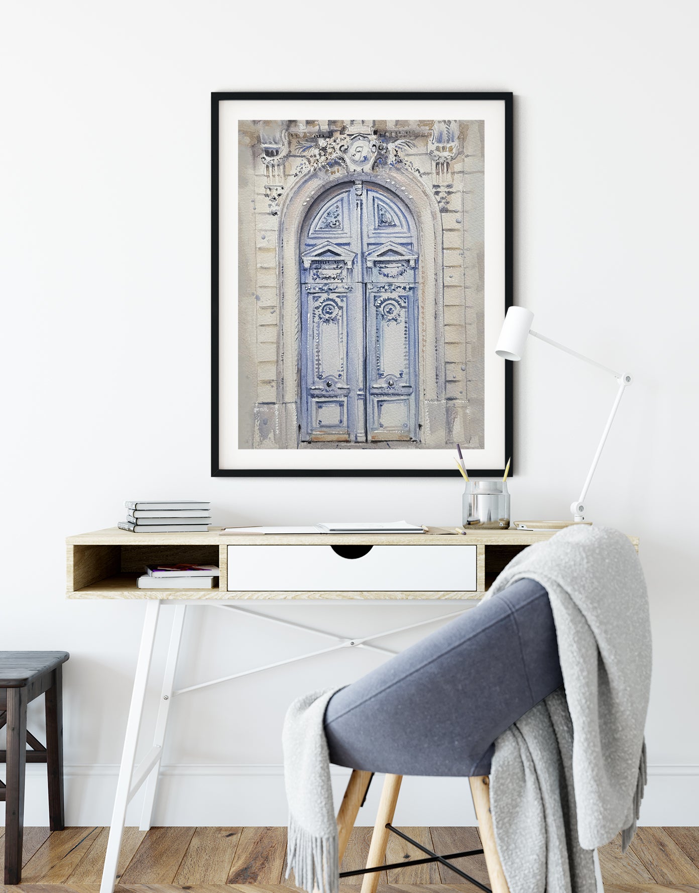 blue door paris wall art