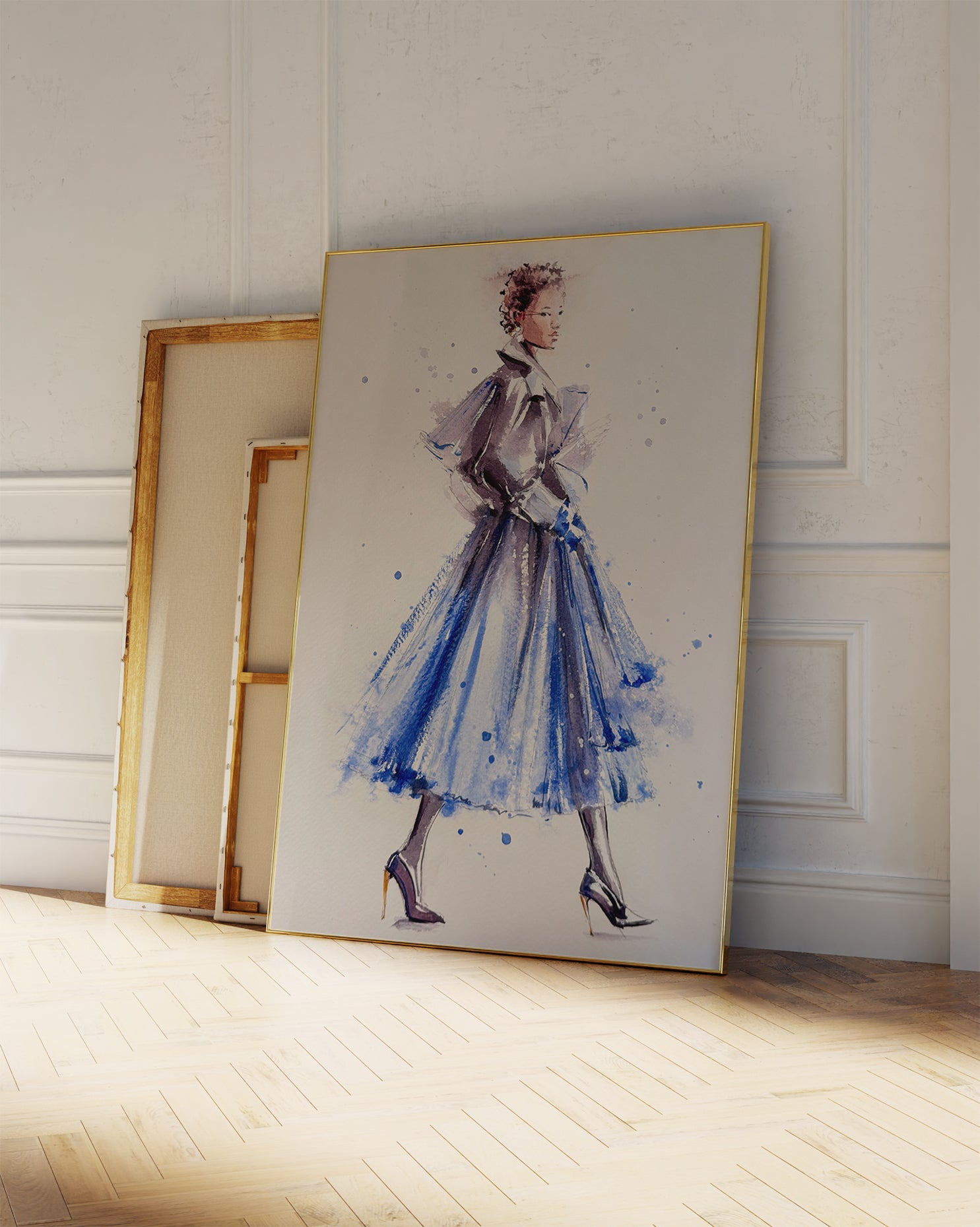 Blue Dress Fashion Illustration Print | Elegant Watercolor Wall Art ANELLIQUE Blue Dress Fashion Illustration Print | Elegant Watercolor Wall Art ANELLIQUE