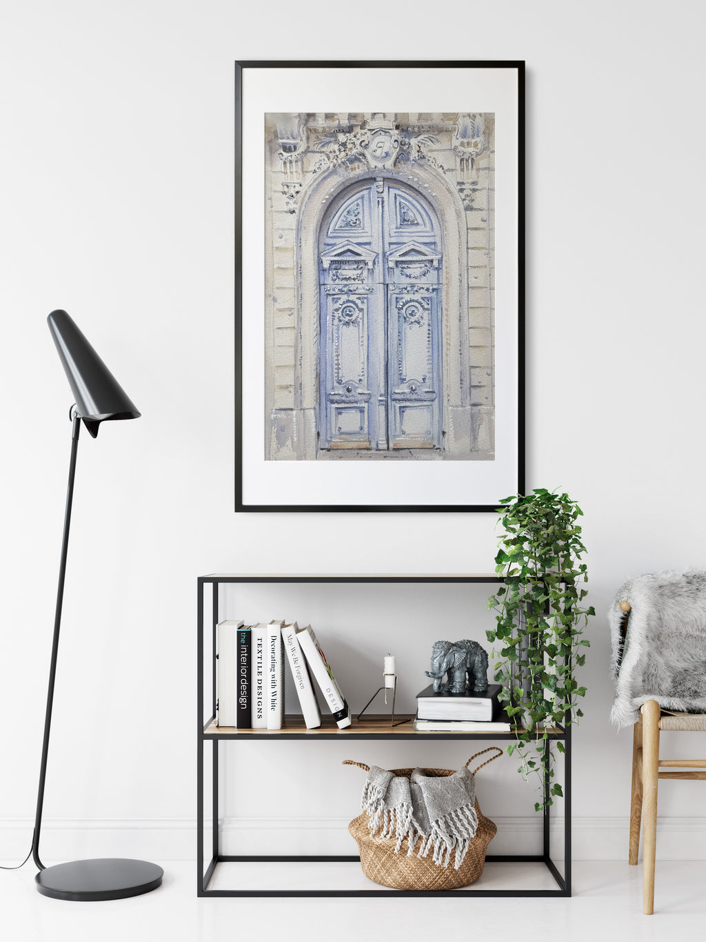 blue paris door wall art print