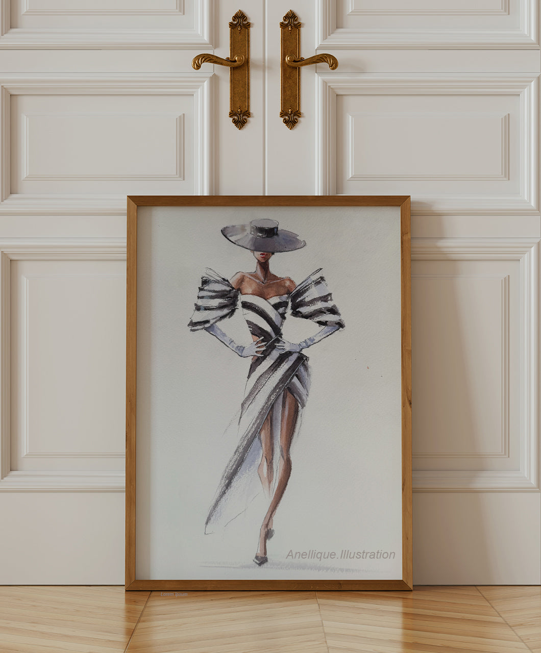 Elegant Fashion Illustration Print – Minimalist Black & White Chic Woman Wall Art