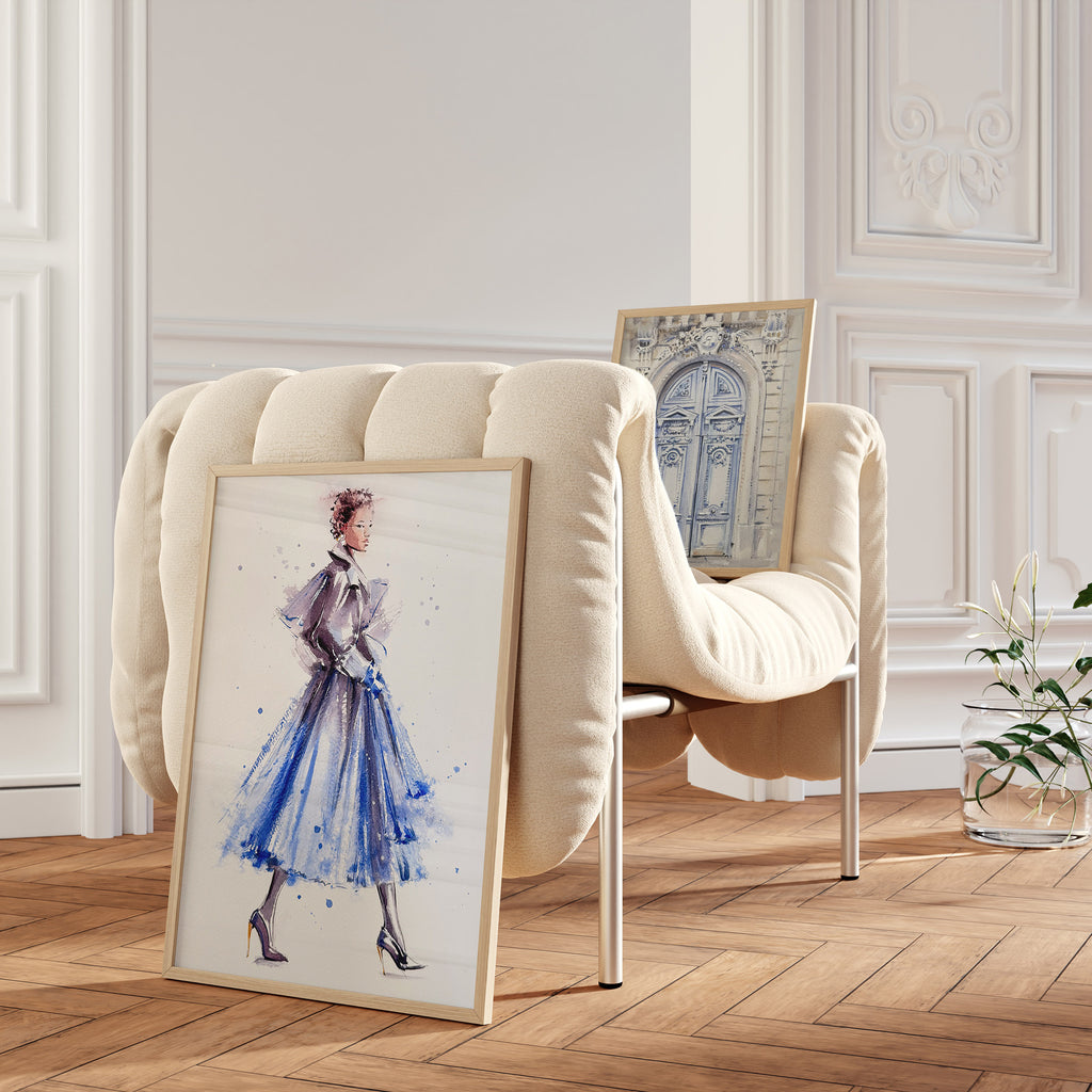 paris blue fashion illustration