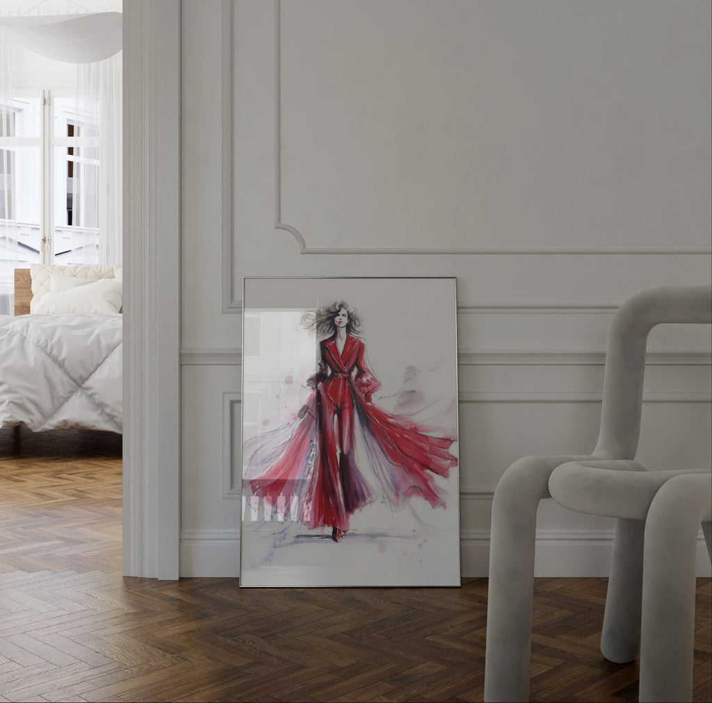 red painting contemporary art dynamic fashin art